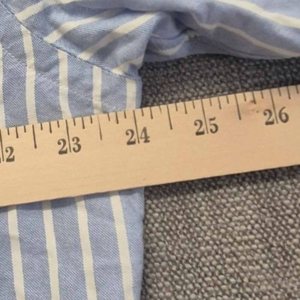 Ralph Lauren men's blue white striped button up long sleeve shirt LG embroidered - Picture 16 of 16